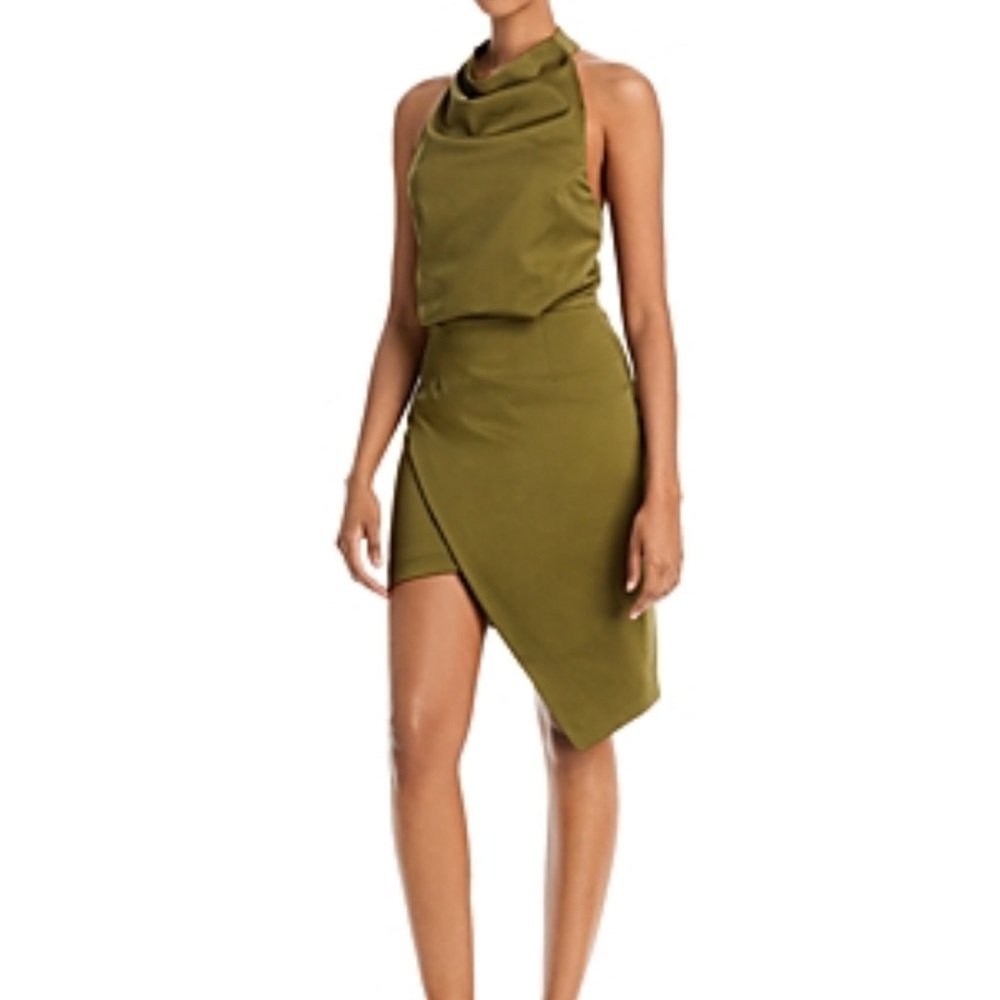 Elliatt Camo Dress Size M Khaki Green Asymmetrical Party Event Cocktail Chic